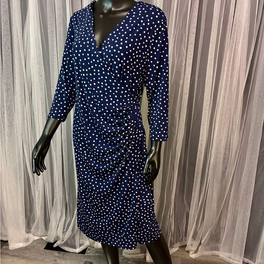 Charter Club Navy and White Polka Dot Dress